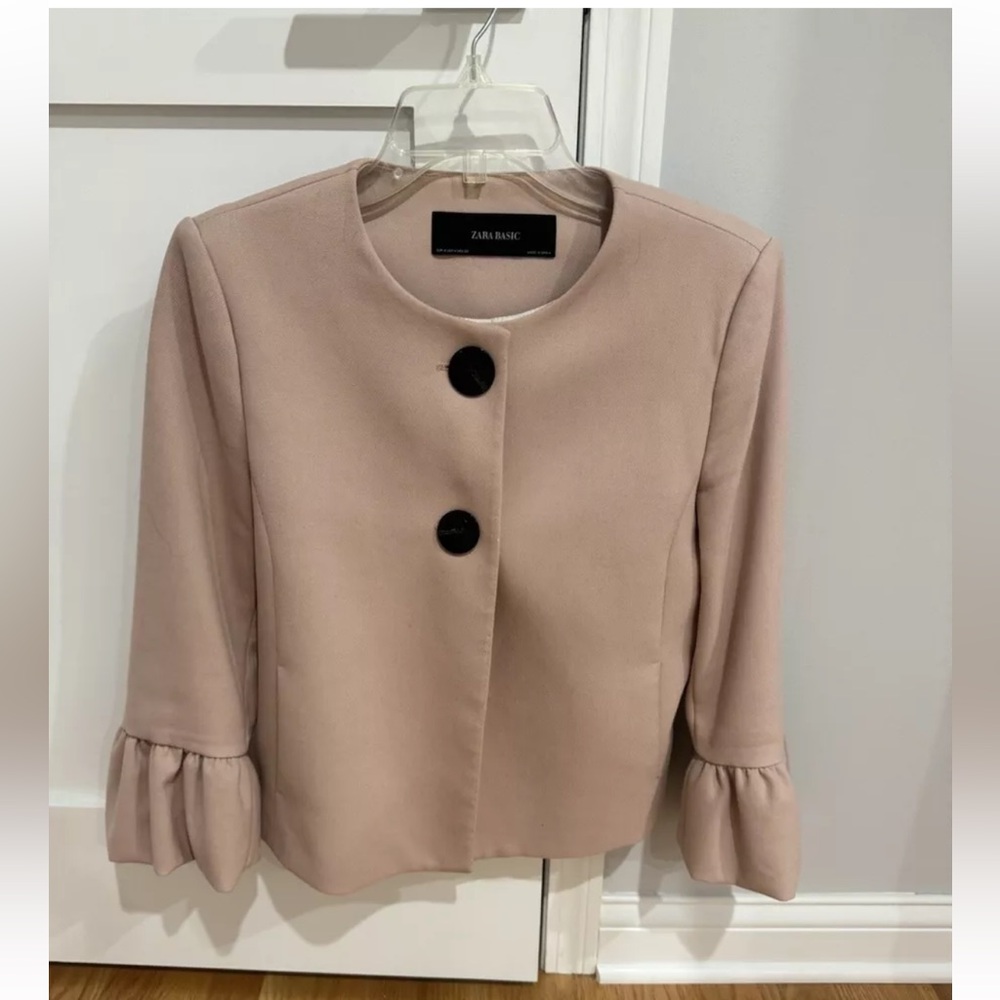 Zara Basic Light Pink Blush Blazer Jacket Ruffle … - image 3